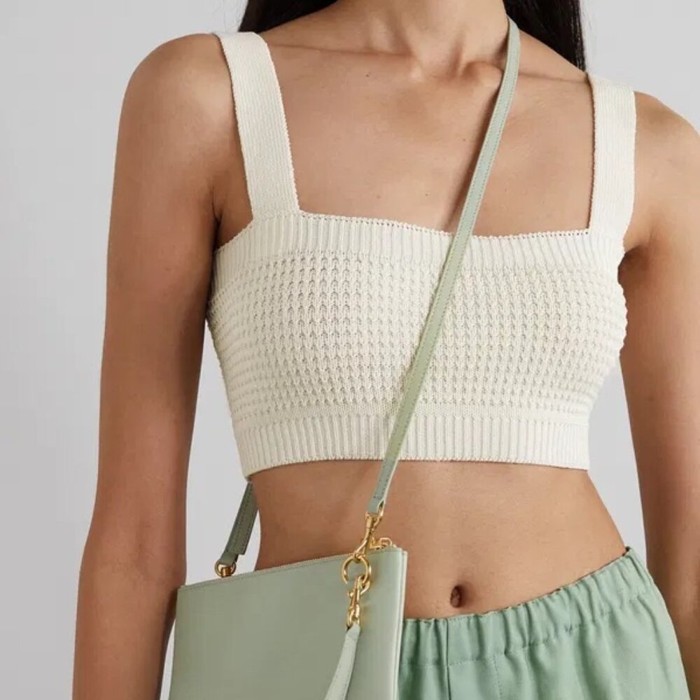 Loulou Studio Senna Ivory Rib Knit Cropped Tank Top Minimalist Bralette Style Sz